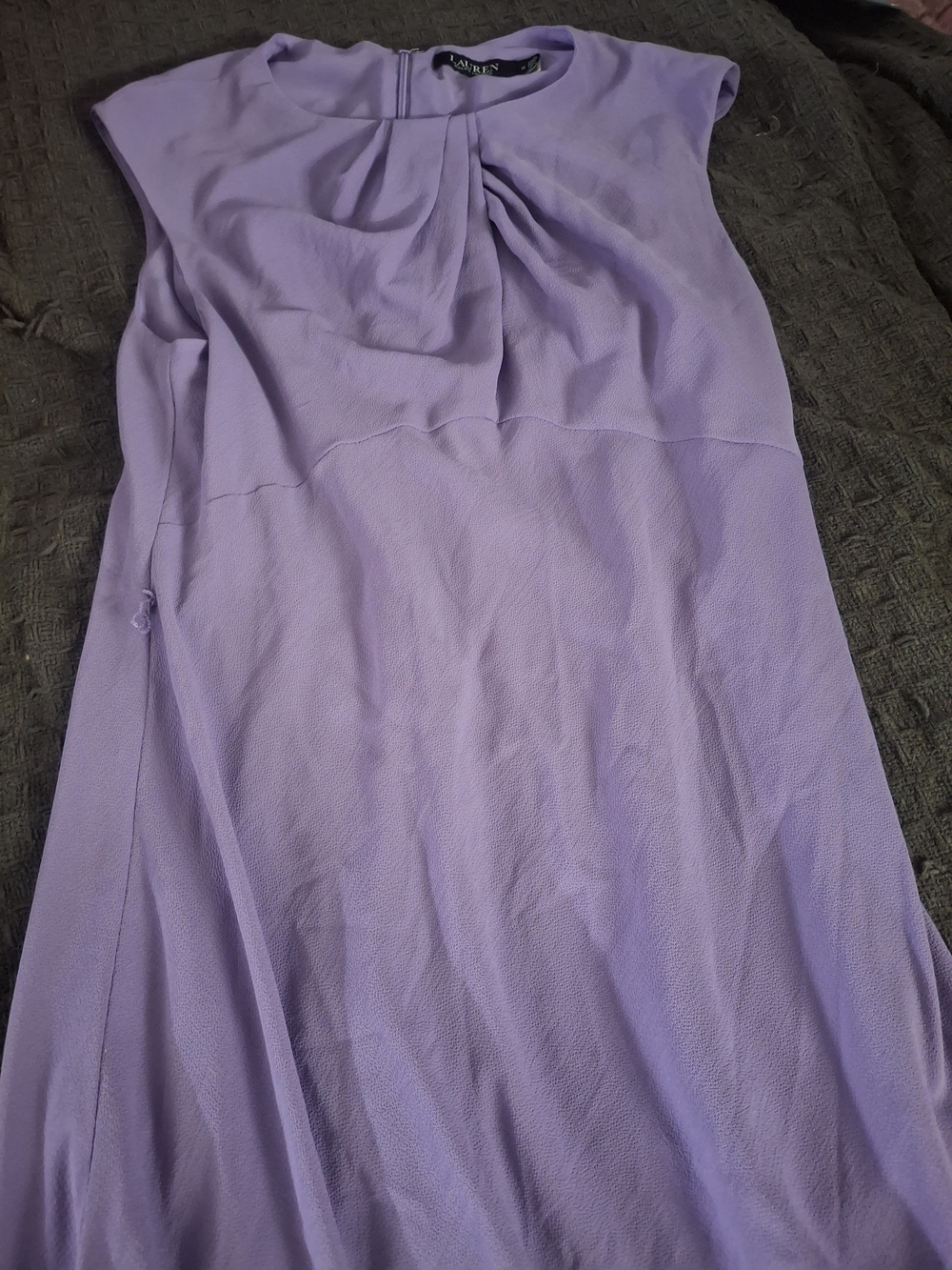 Lauren Ralph Lauren Lavender Pleated Neck Sleeveless Dress